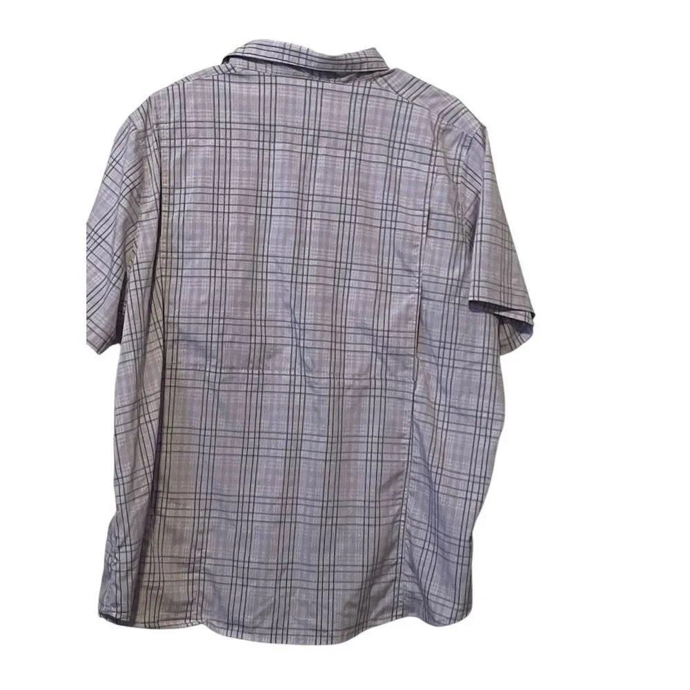 L.L. Bean Womens Purple Gray Plaid Vented Button Up Fishing Shirt Size 2X Plus